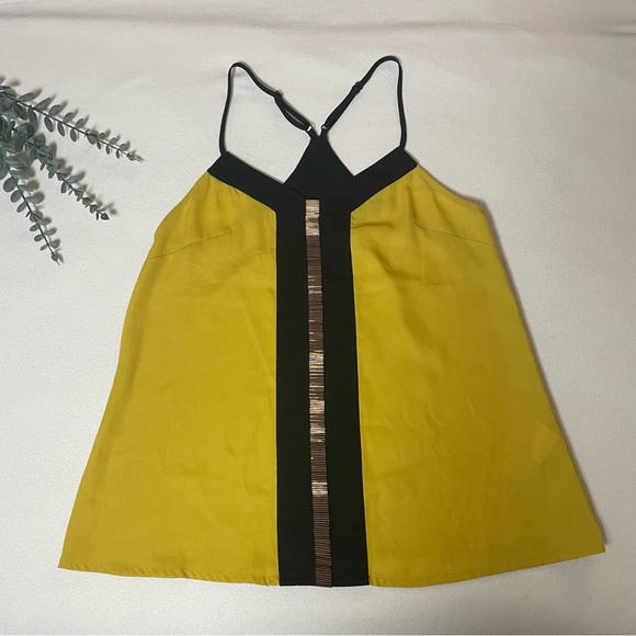 Socialite Yellow Black Cold Shoulder Camisole Strappy Top XS Women - Picture 7 of 8